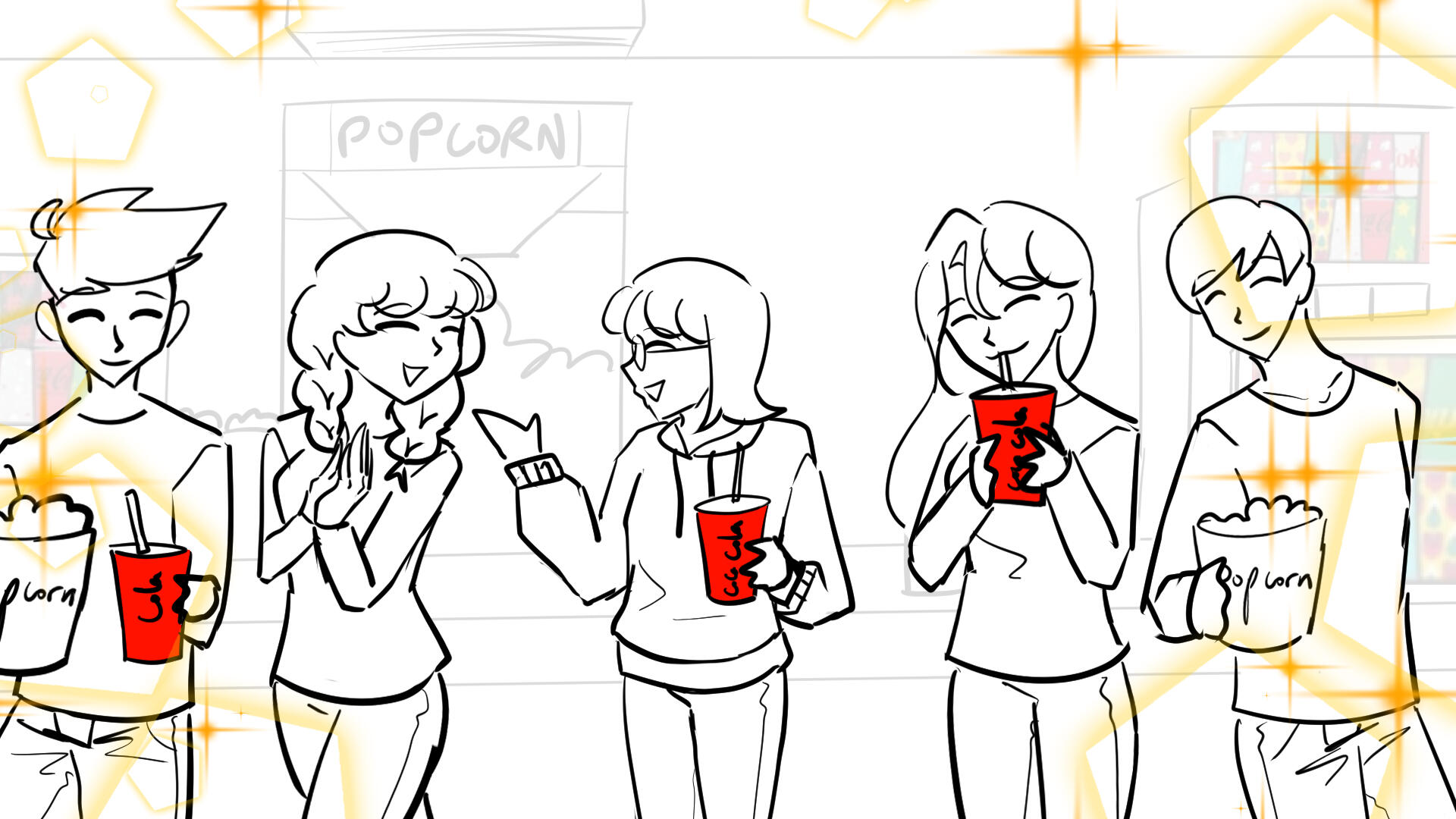 15. She talks with the friends, with warmth surrounding everyone.