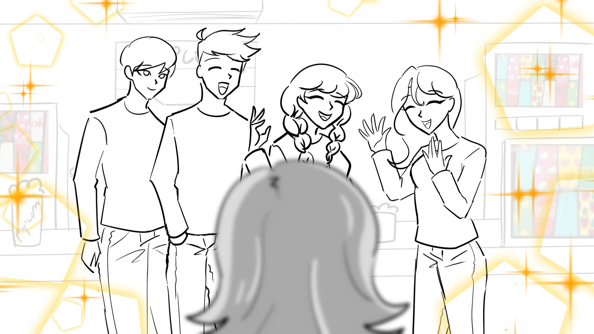 7. The younger sister sees the group of friends with a warmth around them.