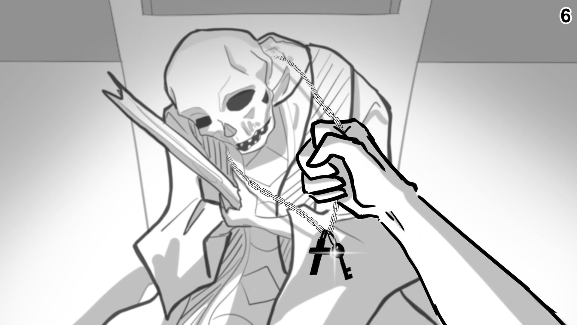 6. Paul grabs the key around the corpse&#39;s neck.