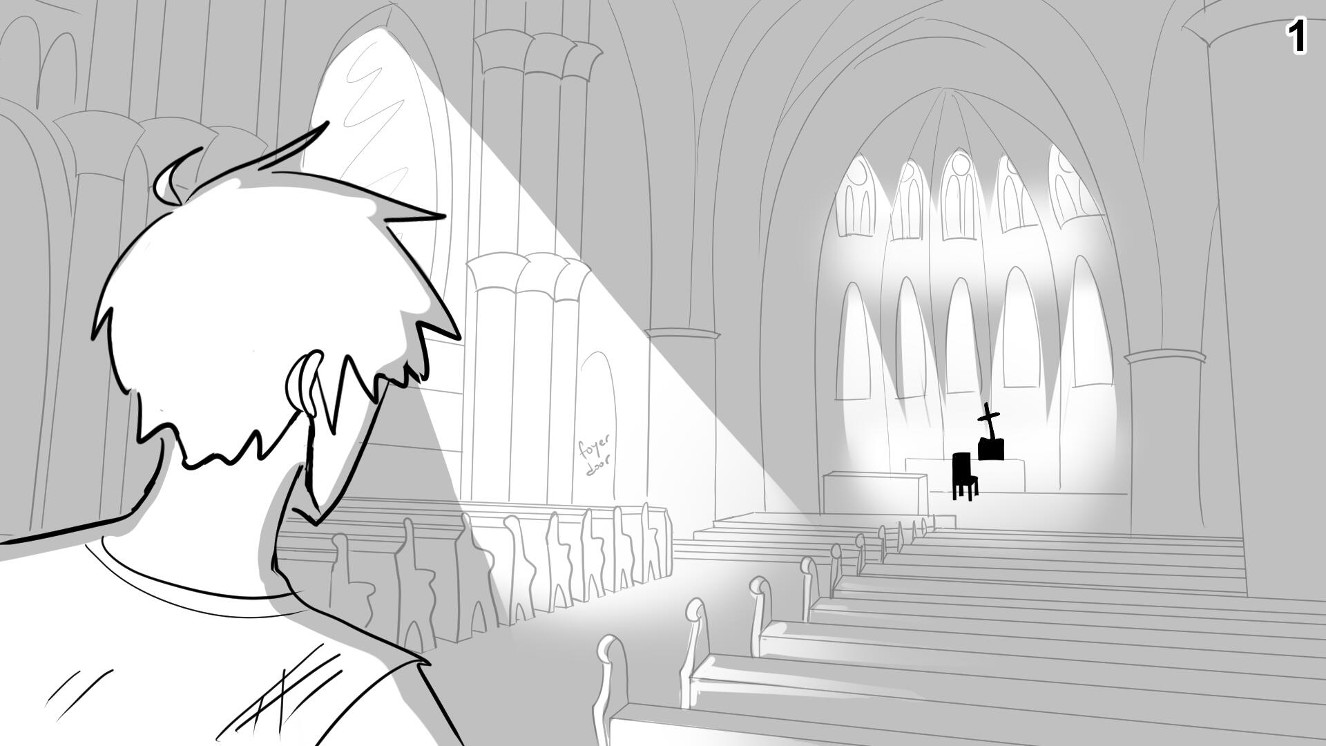 1. Paul enters a Catholic chapel.