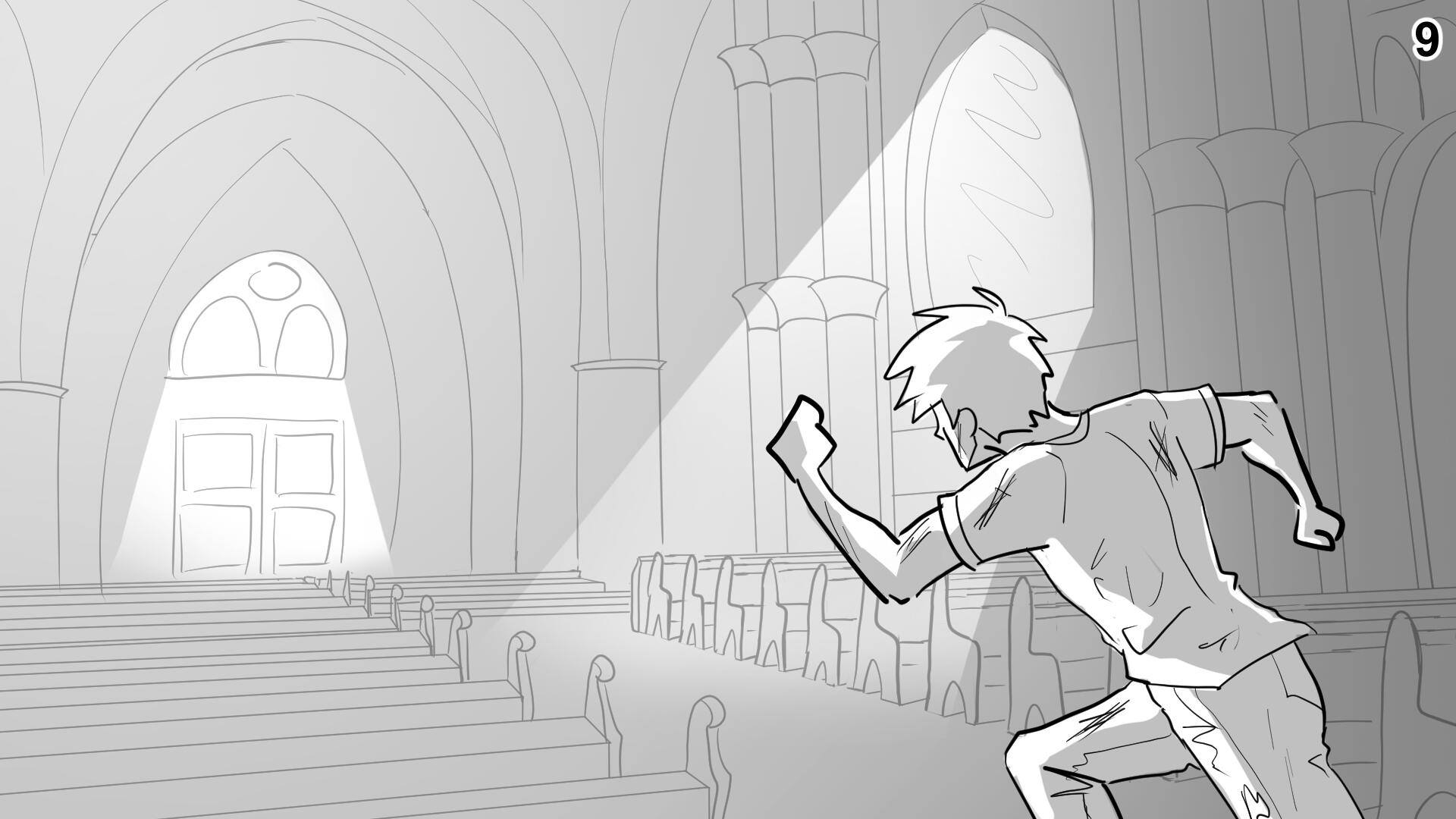 9. Paul rushes back, away from the bang.