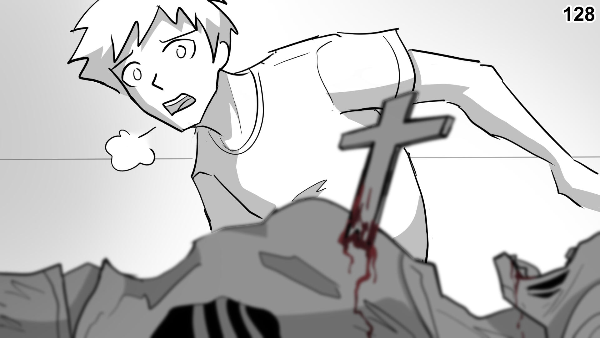 128. At the last second, Paul manages to pull out a sharpened cross.